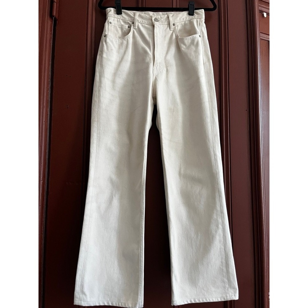 AURALEE Off White High Waist Straight Leg Denim Jeans Women Size 28.5 x 27 - Picture 8 of 13